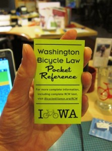 Washington state bike laws -- request your pocket guide from Washington Bikes