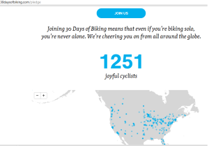 Map of 30 Days of Biking registrants as of 3-16-13