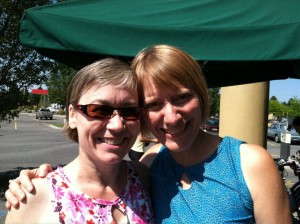 Betsy Lawrence and Barb Chamberlain, founders of Belles and Baskets, an informal women's bicycle group in Spokane, WA, summer 2012