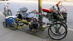 Bicycle with extreme modifications for getaway from the zombie apocalypse