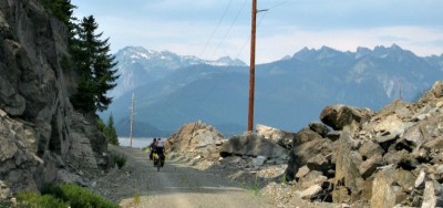 Bicyclists on John Wayne Trail heading to Snoqualmie Pass. Gravel biking.