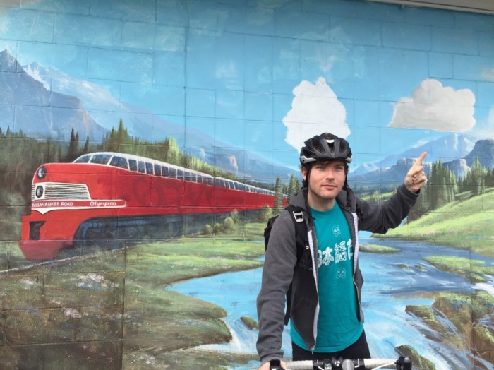 Mural of Olympian at the Old Milwaukee Cafe, Tacoma, WA. David Killmon photo 2015