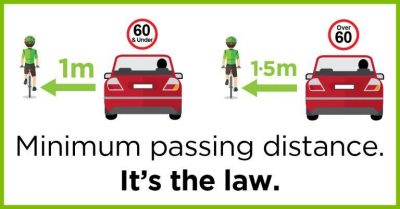 Safe Passing Law Illustration - give 3 feet or a full lane to pass a vulnerable road user