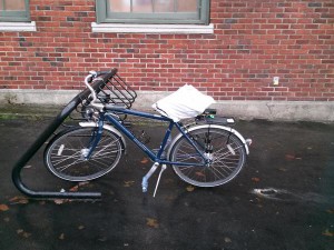 plastic bag on bike seat