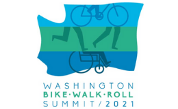 2021 Bike, Walk, Roll Summit logo in blue and green